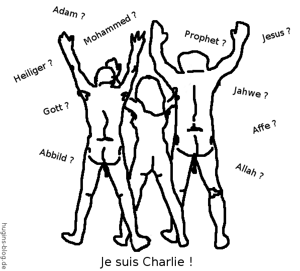 Illustration des Blogartikels 'Je suis Charlie !' - Ein Bild kann keinen Mord rechtfertigen. Wir alle sind Charlie ! | Hugins-Blog.de